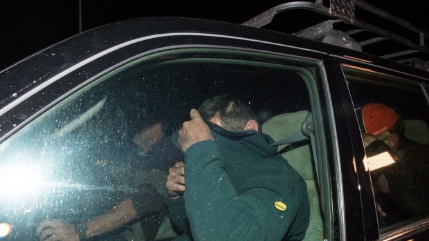Mark Tromp leaves the Wangaratta Police Station (pictured right) at night after being found near the Wangaratta Airport.