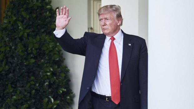 US President Donald Trump gestures to the audience following his climate accord withdrawal announcement last week.  