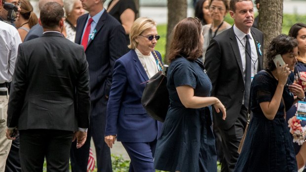Not feeling so well: Democratic presidential candidate Hillary Clinton at the National September 11 Memorial in New York on Sunday, where her health episode injected a new problem into her campaign.