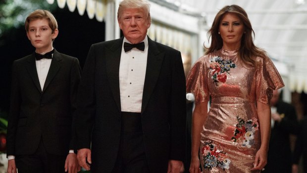 Donald Trump with first lady Melania Trump and their son Barron on New Year's Eve.
