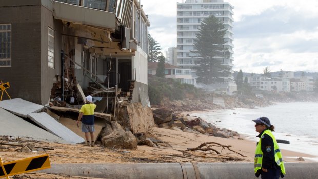 The Collaroy Beach Hotel was damaged by strong surf.
