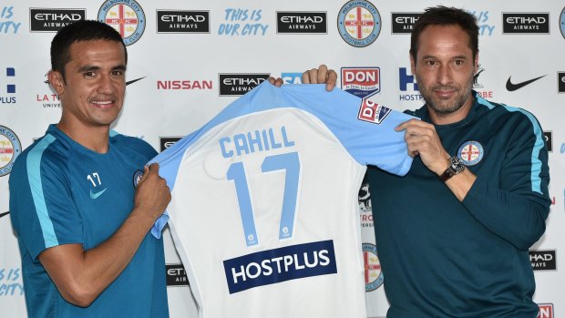 Tim Cahill after signing with Melbourne City.