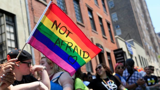 A woman holds a rainbow flag during a Pride Parade in New York. Young Americans overwhelmingly say they support LGBTI rights when it comes to employment, health care and adoption. 