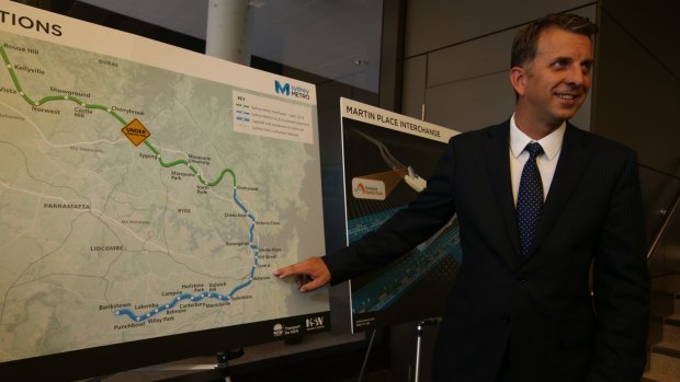 Andrew Constance announces the start of the tender process for the new metro line between Chatswood and Sydenham on Wednesday.