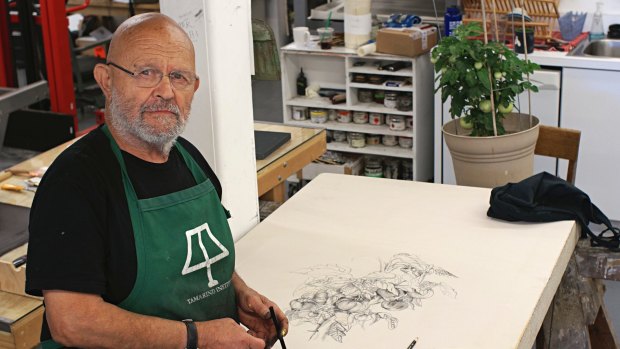 Jim Dine at his print studio in Walla Walla, Washington, in 2014.  Courtesy Alan Cristea Gallery, London