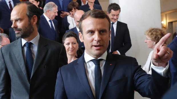 French President Emmanuel Macron, right, and Prime Minister Edouard Philippe at the Elysee Palace in Paris earlier this year.