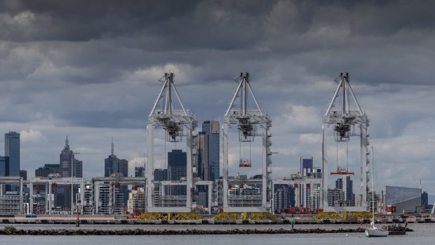 A view of the Port of Melbourne from Williamstown.