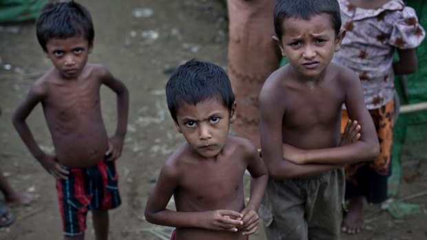 Rohingya children at the Dar Paing camp for Muslim refugees, western Rakhine state, Myanmar.