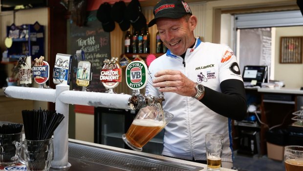 Former Prime Minister Tony Abbott, pictured during this year's Pollie Pedal tour.