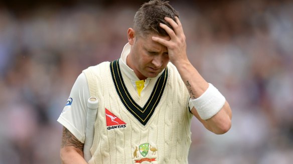 Disastrous day: Australian captain Michael Clarke leaves the field after being dismissed for 10.