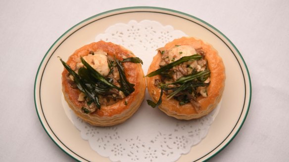 Chicken and mushroom vol au vents.