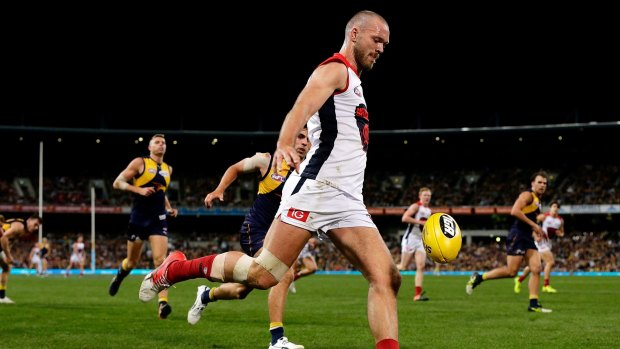 Max Gawn in action against the West Coast Eagles.