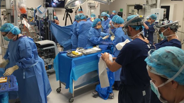 Doctors perform ground breaking in-utero surgery on a baby with spina bifida.