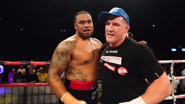 Still undefeated: Paul Gallen after his fight with Junior Paulo.