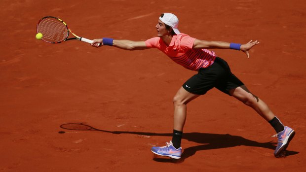 Thanasi Kokkinakis in action during the third round of the French Open.