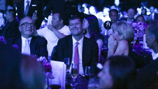 Lloyd WIlliams and his friend James Packer watch Mariah Carey perform at Crown Casino New Year's Eve 2015.