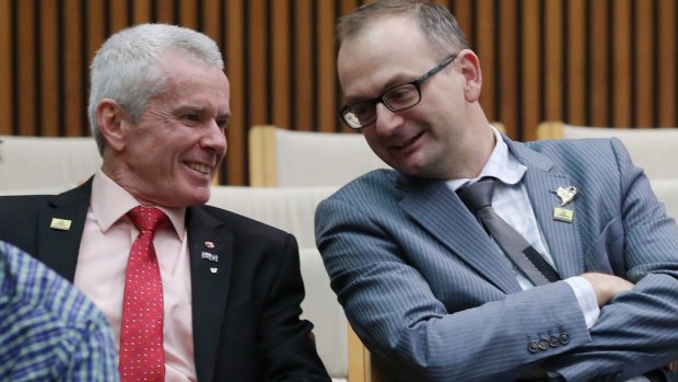 Senator Malcolm Roberts and adviser Sean Black.