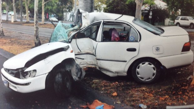 Annika Higgon's car following the crash.