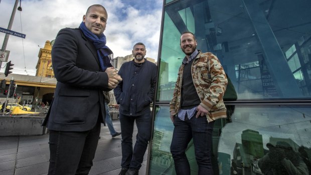 Tasty tenants ... (from left) restaurateurs George Calombaris, Frank Camorra and Daniel Wilson are opening at the new Eastland.