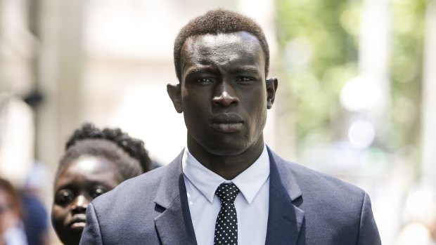 Majak Daw arrives at the County Court on Monday.