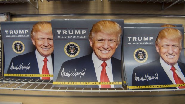 Preparing for Day One: Inauguration memorabilia on display in the White House gift store.