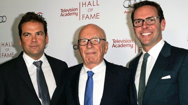 Rupert Murdoch and his sons, Lachlan, left, and James in 2014.