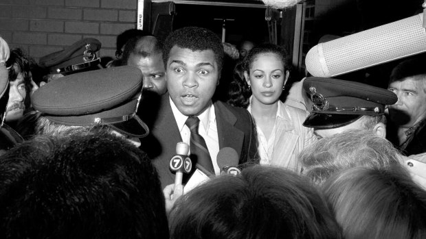 Could always draw a crowd: Muhammad Ali arriving in Sydney in 1979.
