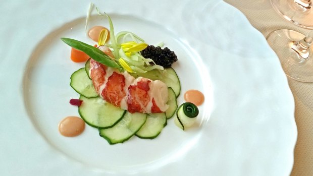 Silver service: Lobster salad with caviar served on Silver Muse.

