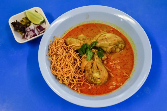 Rodell enjoyed many solo lunches of khao soi at tiny Thai restaurant Soi 38.