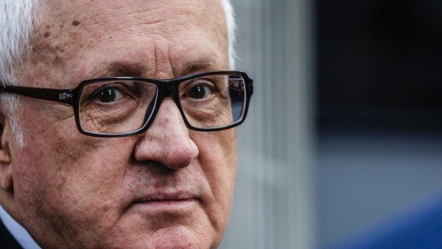 Ron Medich, outside the NSW Supreme Court, is on trial for murder. The jury has been considering their verdict for two weeks. 