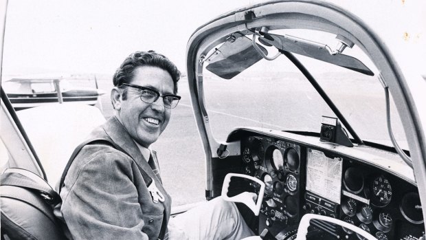Kep Enderby at the controls of a Canberra Aero Club Fujo aircraft in November 1972.