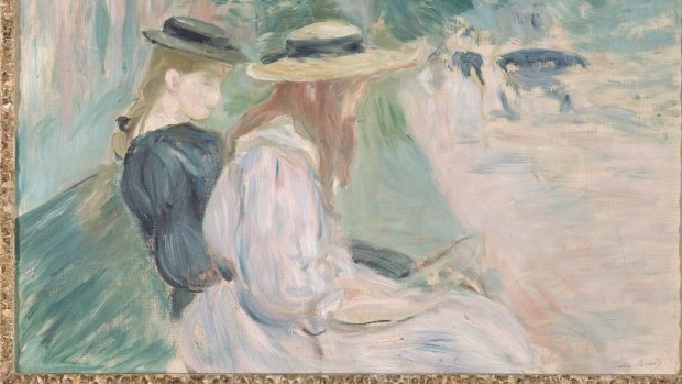The 1894 paintintg Sur un banc au bois de Boulogne (On a bench in the bois de Boulogne) by Berthe Morisot has been transported from Paris to Adelaide.