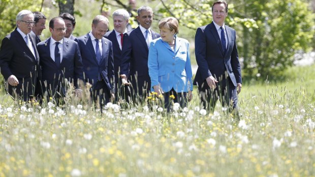 The G7 leaders in Kruen, Germany on Sunday.