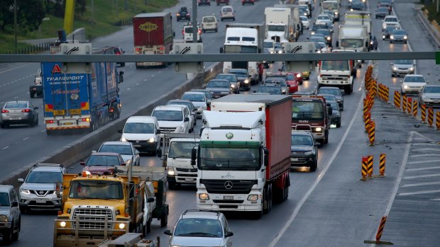 Heavy traffic on the Western Ring Road.  