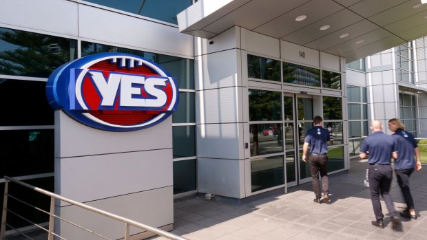 Debates, outsourcing and delays: The revamped logo at AFL House.