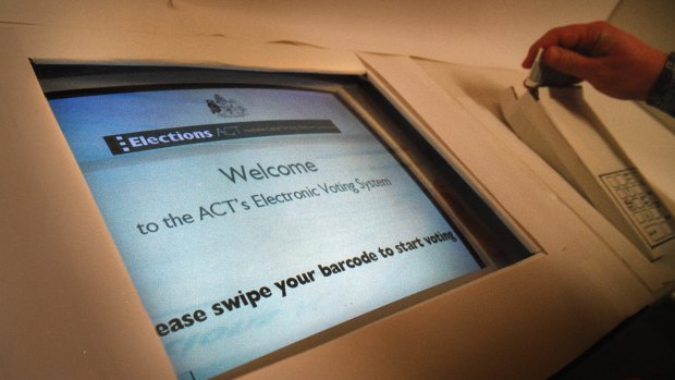 An electronic voting booth used in ACT election.