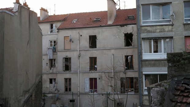 The Saint-Denis building after the shoot-out on Wednesday morning.