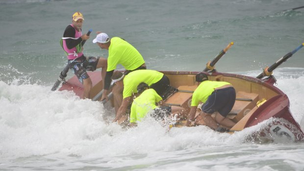 The action didn't stop for the top-performing Bulli team after finishing the race, while trying to get to shore.
