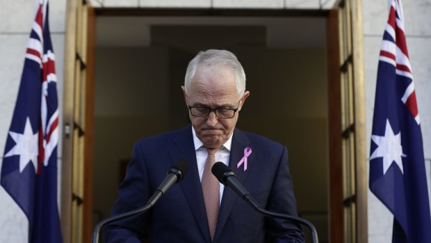 Prime Minister Malcolm Turnbull delivers a press statement at Parliament. 