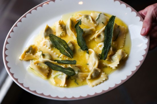 Agnolotti of pork, veal and rabbit in sage butter. 