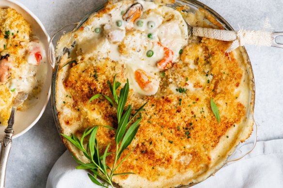 Dive right into this creamy seafood pie.