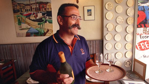 Stavros Abougelis at his Albert Park taverna in 2000.