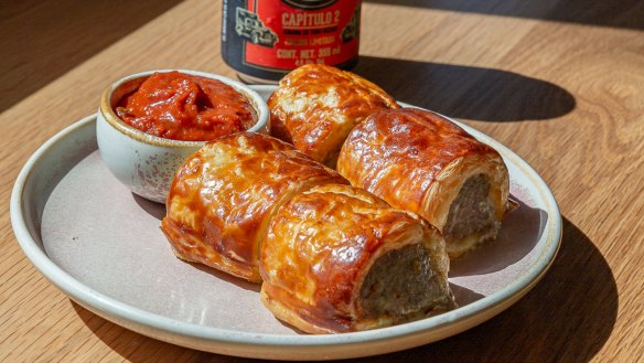 The Prince Hotel's sausage rolls with homemade tomato sauce. 