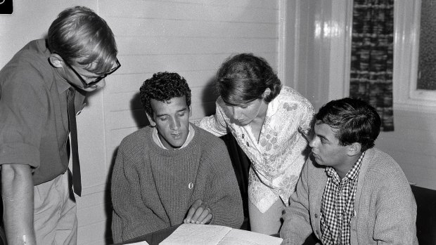 Freedom ride committee, 1965 - John Powles, Charles Perkins, Patricia Healy and Jim Spigelman.




