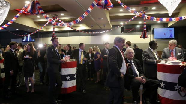 Shock at the US embassy presidential election event at the National Press Club of Australia in Canberra.