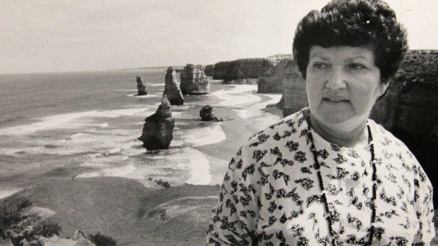 Conservation Minister Joan Kirner at the Twelve Apostles in February 1988. 
