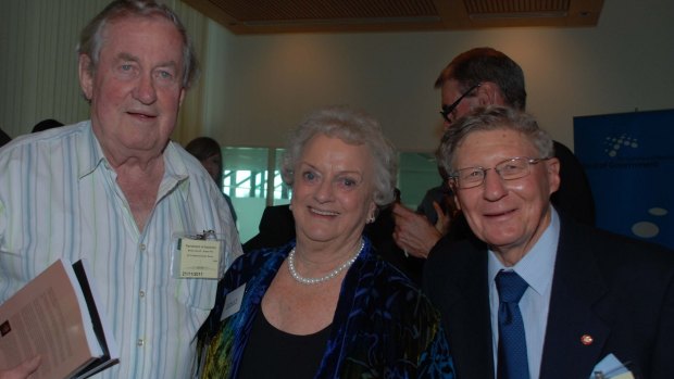 John Farquharson in 2011 with Eric Walsh and Lesley Hindley (formerly Chalmers).