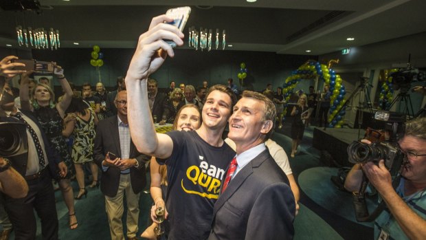 Brisbane Lord Mayor Graham Quirk secures a hard-fought election victory and celebrates with supporters.