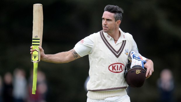 Kevin Pietersen leaves the field after scoring 170 for Surrey on Sunday.