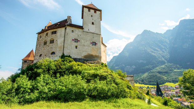 Gutenberg castle in the town of Balzers on the Liechtenstein Trail.